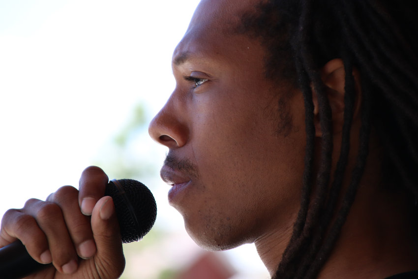 Quincy Shannon speaks June 7 in Castle Rock at a protest held in solidary with Black Lives Matter.